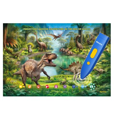 Interactive Dinosaur Toys Learning Poster, Dinosaur Talking Poster, Bilingual Dinosaur Talking Educational Children Toy with Sound Effects, Dinosaur Toys for Ages 3-12, Best Dinosaur Party Gift