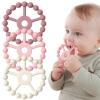 3 Pack Ring Teether Baby Infant Toys, Baby Essentials, Silicone Teething Ring Toys for Babies 0-6 Months, Seposeve Toddler Teethers 6-12 Months 12-24 Months, Infant Teething Relief, Purple Pink White view 1