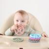 3 Pack Ring Teether Baby Infant Toys, Baby Essentials, Silicone Teething Ring Toys for Babies 0-6 Months, Seposeve Toddler Teethers 6-12 Months 12-24 Months, Infant Teething Relief, Purple Pink White view 2