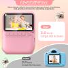 Instant Print Camera for Kids, 3.0" HD 32MP Kids Camera 1080P with 3 Rolls of Printer Paper, Birthday Gifts Toy for 3-12 Year Old Girls Boys with 32GB SD Card-Pink view 2