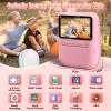 Instant Print Camera for Kids, 3.0" HD 32MP Kids Camera 1080P with 3 Rolls of Printer Paper, Birthday Gifts Toy for 3-12 Year Old Girls Boys with 32GB SD Card-Pink view 3