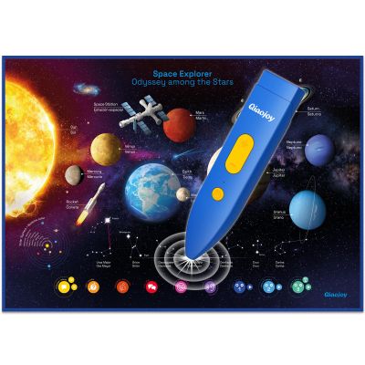 Bilingual Interactive Solar System Poster for Kids Educational Talking Space Poster for Kids Aged 3-12, STEM Learning Toy, Ideal for Classroom & Home, Space-Themed Wall Decor