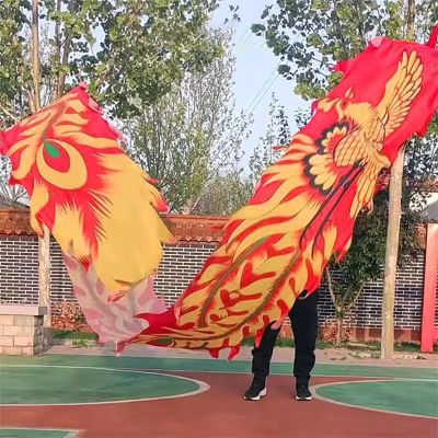 Oracra Dragon Poi 8m Red Dragon Dance Juggling Sets, Flowy Fitness Ribbon Streamer, Outdoor Practice Kite Performance Props for Plum Piles, Square Shaking Poi (Color : Style2)