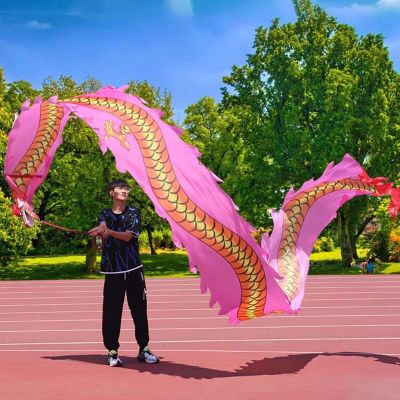 Oracra Dragon Poi Silk Dragon Scales Ribbon - Pink/red, Chinese Dancer Flag for Play and Fitness Exercise, Adults Spinning Juggling Sets, Washable Flying Ribbon (Color : Pink, Size : 6 m/19.6ft Long)