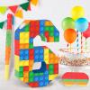 Building Blocks 6th Birthday Party Decorations Number 6 Pinata with Pinata Stick & Blindfold for Kids Girls Boys Happy Birthday Building Block Theme Party Supplies Carnival Games view 2