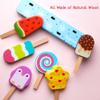 Wooden Ice Cream Toy for Kids, Toddlers Ice Lolly Pops Pretend Play Food Toys Ice Cream Shop Playset Gifts for Kids Age 3 4 5 6 Years Old view 4
