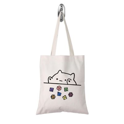TSOTMO Cat Throwing Dice DnD Dungeon Master Bag of Holding Zipper Pouch Gamer Dice Bag (WT-Dragons Card tote), Beige
