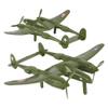 TimMee WW2 P-38 Lightning Fighter Plane - 2pc OD Green Plastic Army Men Aircraft view 1