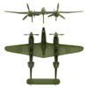 TimMee WW2 P-38 Lightning Fighter Plane - 2pc OD Green Plastic Army Men Aircraft view 3