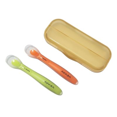 Aurrea Baby Spoons, First Stage Feeding Soft Silicone, Toddler spoon, Baby's First Foods Spoon Set with Travel Case, Gum-Friendly, Gifts, essentials, BPA Free,2-Pack
