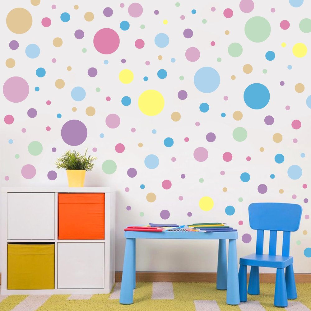 1240Pcs Polka Dot Wall Decals Pastel Wall Decal Peel and Stick Kids Decals Removable Round Circle Rainbow Stickers for Playroom Nursery Classroom Bedroom Decor(Pastel)