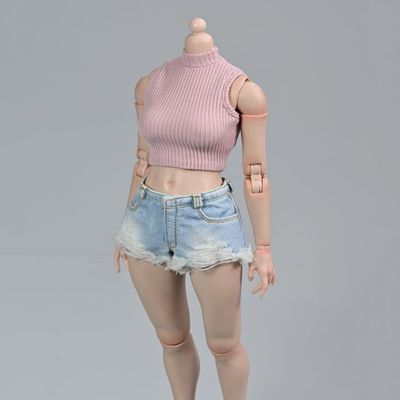 1/6 Scale Female Clothes,Female Denim Shorts Hot Pants Clothing for 12inch PH TBL JO Worldbox Action Figure (Light Blue)