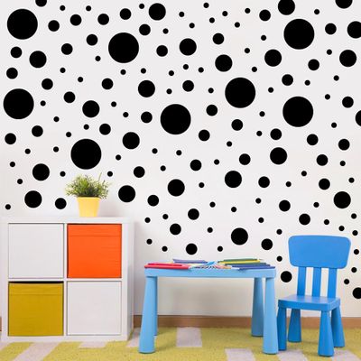 1240Pcs Polka Dot Wall Decals Black Wall Decal Peel and Stick Kids Decals Removable Round Circle Rainbow Stickers for Playroom Nursery Classroom Bedroom Decor(Black)