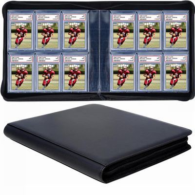 60 Pockets Graded Card Binder, Toploading PSA Slab Holder Album, PU Leather Graded Card Storage Binder, Premium 6 Pocket PSA Card Binder Album with Sleeves (Black)