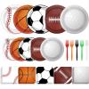 100 Pcs Sports Birthday Party Decorations Sports Themed Plates and Napkins Basketball Football Soccer Baseball Rugby Disposable Dessert Tableware Set for Boy Birthday Party Supplies Favors view 1