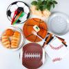 100 Pcs Sports Birthday Party Decorations Sports Themed Plates and Napkins Basketball Football Soccer Baseball Rugby Disposable Dessert Tableware Set for Boy Birthday Party Supplies Favors view 3