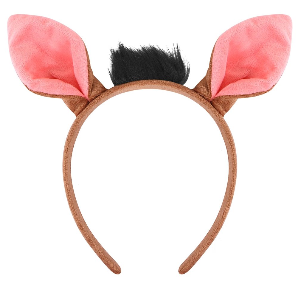 Aunifun Plush Animal Ears Headband Horns Hairband,Halloween Christmas Festival Theme Party Accessory Animal Cosplay Costume Headband (Warthog)