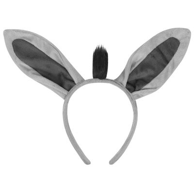 Aunifun Plush Animal Ears Headband Horns Hairband,Halloween Christmas Festival Theme Party Accessory Animal Cosplay Costume Headband (Donkey)