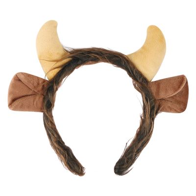 Aunifun Plush Animal Ears Headband Horns Hairband,Halloween Christmas Festival Theme Party Accessory Animal Cosplay Costume Headband (Bull)