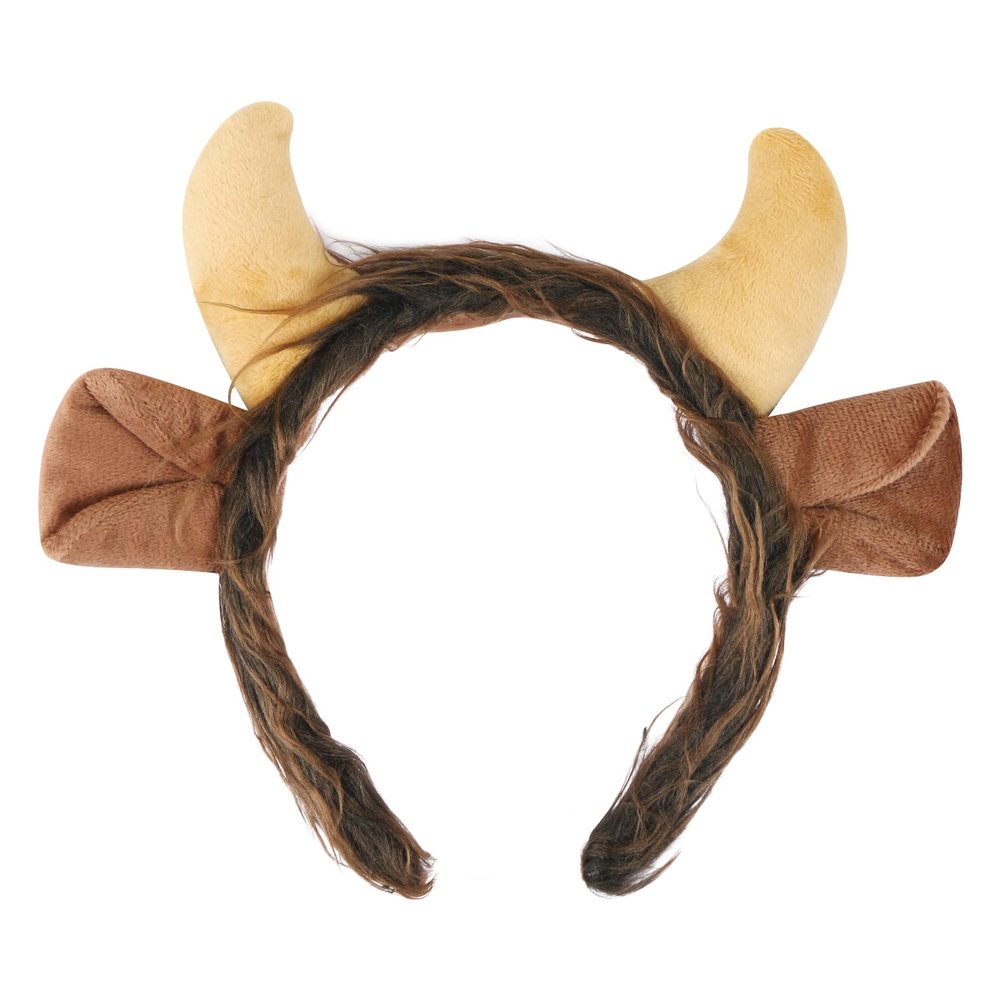 Aunifun Plush Animal Ears Headband Horns Hairband,Halloween Christmas Festival Theme Party Accessory Animal Cosplay Costume Headband (Bull)