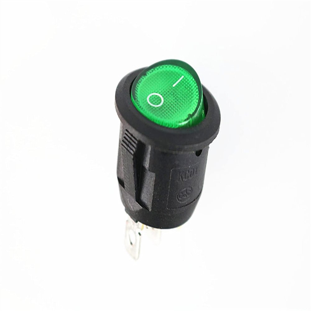 PGMTDEFXJO KCD1 Round Red,Yellow and Blue Green 3Pin SPDT ON/Off Rocker Power Switch AC 125V/10A 250V/6A with Light (Color : Red, Size : 220V) (Color : Yellow, Size : 12V)