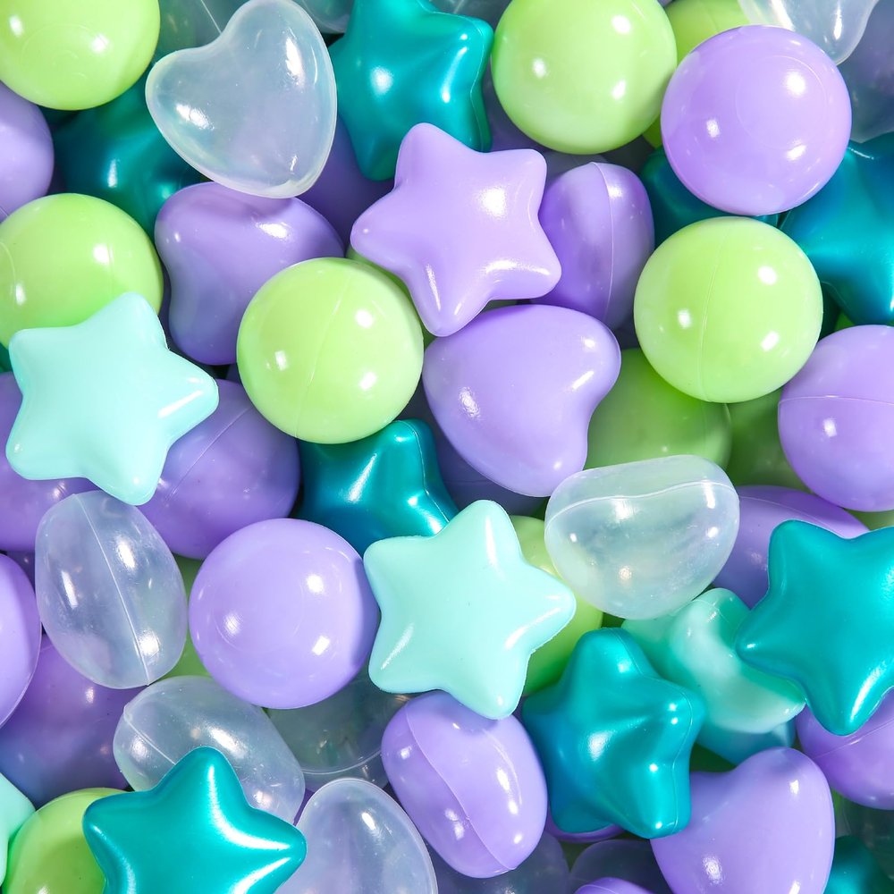 Star Ball Pit Balls for Toddlers -200pcs Ocean Balls Phthalate Free BPA Free Non-Toxic Crush Proof Play Balls Play Tent Pool Playhouse Party Indoor Outdoor(Mint Lavender)