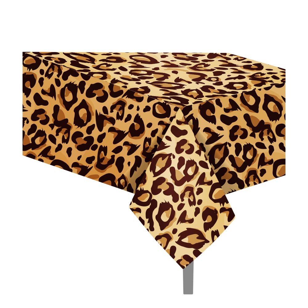 littkeef cliaet 3 Pcs Leopard Print Tablecloth Leopard Print Tablecloth Disposable Table Cover for Kitchen Home Decor, 54x87In