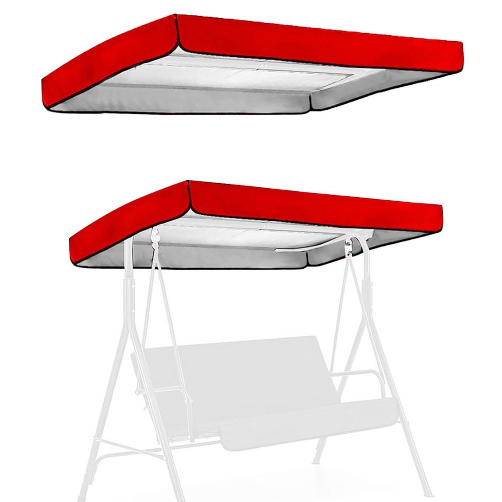 3 Seat Garden Hammock Top Cover, Sun Shade Swing Top Replacement Waterproof Decor Swing Replacement Canopy Top Cover(Red,190 * 132 * 15cm)