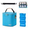 BABEYER Breastmilk Cooler Bag with Ice Pack Fits 6 Baby Bottles Up to 9 Ounce, Baby Bottle Bag with Shoulder Strap for Nursing Mom Daycare, Blue view 1