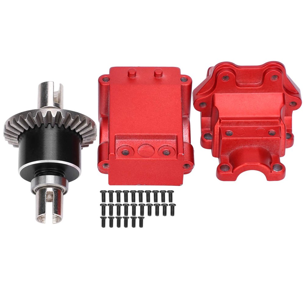 Pilipane RC Red Metal Differential Kit for WLtoys 144001 1/14 Remote Control Car, Red Gear Box for RC Car, RC Metal Differential Kit
