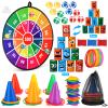 Hungdao 3 Sets Carnival Games Combo Set, Dart Board with Balls Plastic Cones Ring Bean Bags Toss Game for Boys Girls Adults Family Birthday Yard Indoor Outdoor(Vibrant Color, Fun Style) view 1
