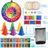 Hungdao 3 Sets Carnival Games Combo Set, Dart Board with Balls Plastic Cones Ring Bean Bags Toss Game for Boys Girls Adults Family Birthday Yard Indoor Outdoor(Vibrant Color, Fun Style) view 2