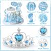 GZDUCK Ice Princess Cake Toppers- 16 Pcs Snow Theme Princess Cake Decorations with Castle, Crown, Snowflake Castle Birthday Cake Topper for Girls Kids Baby Shower view 3