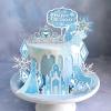 GZDUCK Ice Princess Cake Toppers- 16 Pcs Snow Theme Princess Cake Decorations with Castle, Crown, Snowflake Castle Birthday Cake Topper for Girls Kids Baby Shower view 4