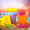 Leitee 20 Pcs Beach Buckets and Sand Shovels Set for Kids Summer Beach Toys Set 5.9 Inch Plastic Castle Shaped Sand Bucket and Shovels Gift for Boys Girls Swimming Pool (Square,Stylish Color) view 2