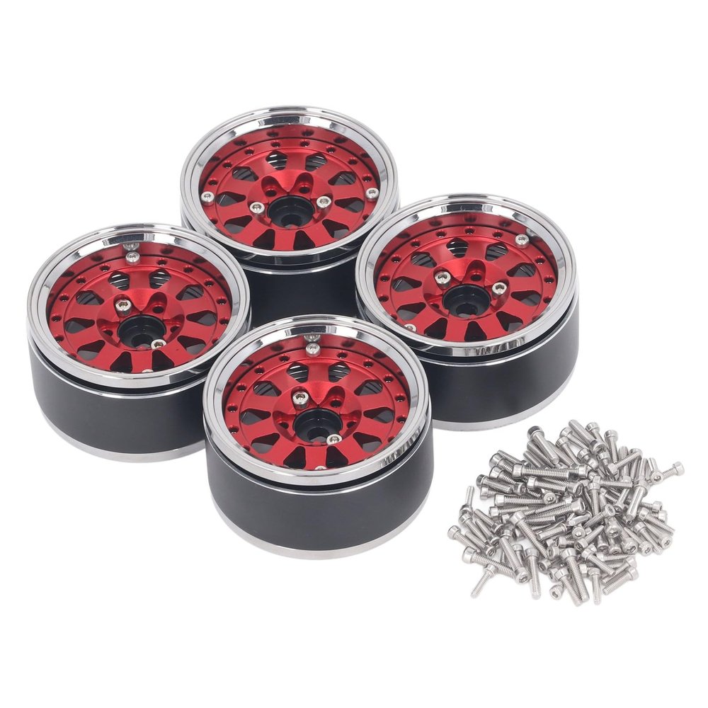 4Pcs Aluminum Alloy Beadlock Wheel Rims 1.9 Inch for 1/10 RC Crawler Car Upgrade Accessories Enhanced Grip