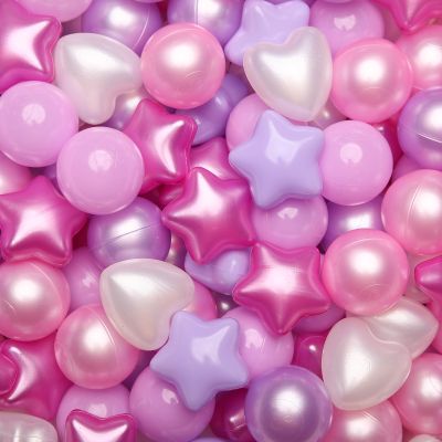 GOGOSO Ball Pits Balls Toddlers 50 100 200 500 Plastics Shape Ball Non-Phthalate Non-BPA Non-Toxic 2.2-Inch Crush Proof Play Balls,Pearl Pink+Pearl Light Pink+ Purple;Star+Heart Balls, 200 Balls