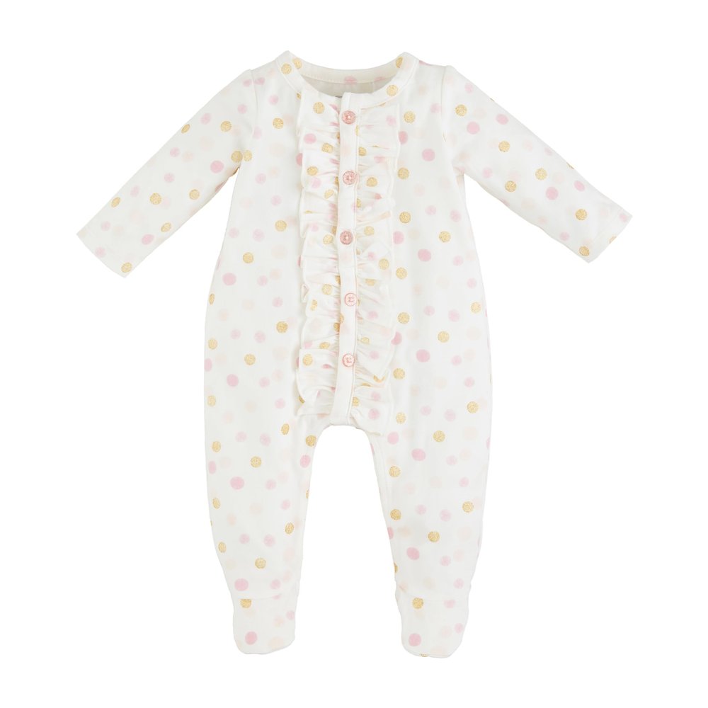 Mud Pie Baby Dots Ruffle Sleeper; 3-6M