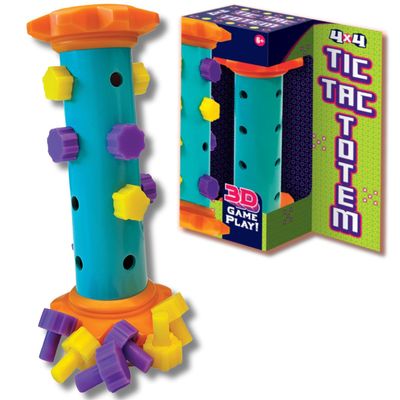 Challenge Your Mind with Tic Tac Totem: 3D Tic Tac Toe Travel Game & Brain Game for Strategy Enthusiasts, Ages 6+ (4X4)