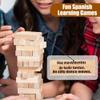 Magictodoor Spanish Learning Games for Kids | Stacking Tower Game | Bilingual Gifts for Family Classroom | 54 Blocks with Hilarious Commands | Ideal Board Game view 2