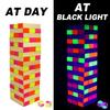 Ahuimeius 54 Piece Glow Tumble Tower Board Games, Glow in The Blacklight Tumble Tower, Indoor/Outdoor Board Game for Adults for Family Game Night view 2