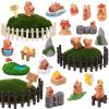 48 Pcs Mini Capybara Figures Playset Simulation Capybara Model Miniature Garden Accessories Wood Mini Fences Bridge Mountain Figurine Ornament Cake Topper for Fairy Garden Micro Landscape Decor view 1