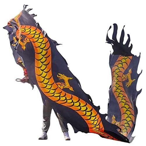 PAIKOOL Dragon Dance Ribbon Poi for Kids & Adults, 16.4 FT Black Dragon Claw with Real-Like Dragon Head & Washable Silk-Like Nylon Ribbon