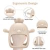 4 Pack Silicone Teething Mitten for Babies with Baby Fruit Food Feeder & Freezer Tray Set, BPA Free Infant Teething Relief Toy for 3 Month+, Additional Silicone Sacs (Bear&Smile Beige) view 2