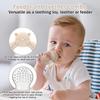 4 Pack Silicone Teething Mitten for Babies with Baby Fruit Food Feeder & Freezer Tray Set, BPA Free Infant Teething Relief Toy for 3 Month+, Additional Silicone Sacs (Bear&Smile Beige) view 4