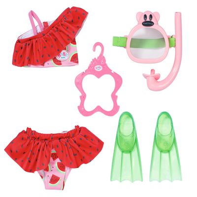 BABY born Zapf Creation 836996 Diving Set with Bikini, Diving Goggles and Fins for 43 cm Dolls