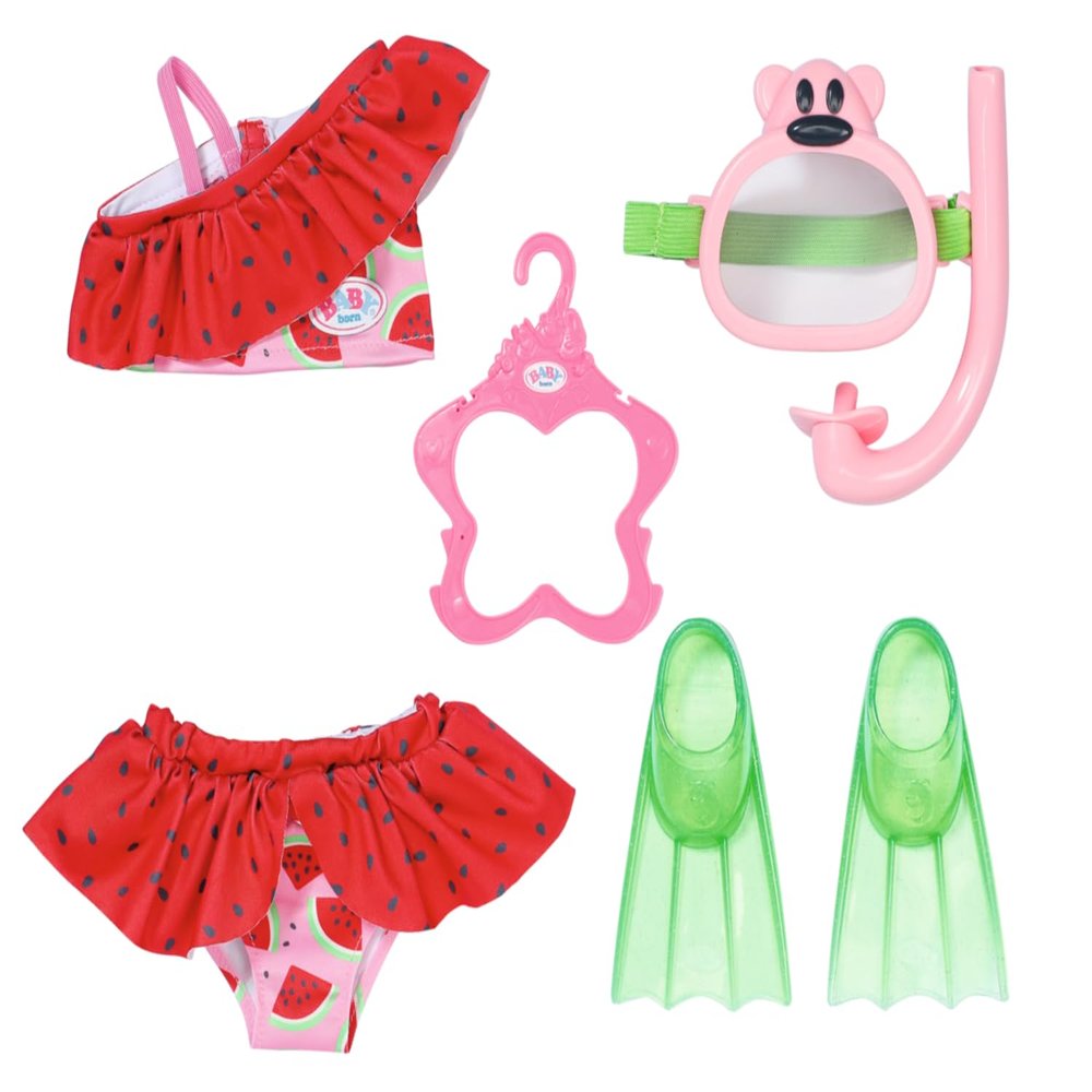 BABY born Zapf Creation 836996 Diving Set with Bikini, Diving Goggles and Fins for 43 cm Dolls