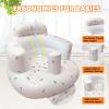 AGITVPS Upgrade Inflatable Baby Seat with Tray for Babies 3-36 Months, Built in Air Pump Bumbo Seat with Tray, Baby Chair Sit Me up Floor Seat for Baby, Learning to Sit&Feeding (Pillar-Olive) view 2