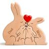 Personalized Gifts for Mom Dad Family - Personalized Rabbit Family Puzzle with 28 Names Unique Mothers Puzzle Gifts Customized Mother's Day Wooden Jigsaw Sculpture (Rabbit) view 1