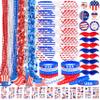 148Pcs Patriotic Accessories Including Glasses Necklaces Silicone Bracelets Tattoos Self-adhesive Mustache Handheld US Flags for 4th of July Memorial Day Independence Day Party Decorations view 1